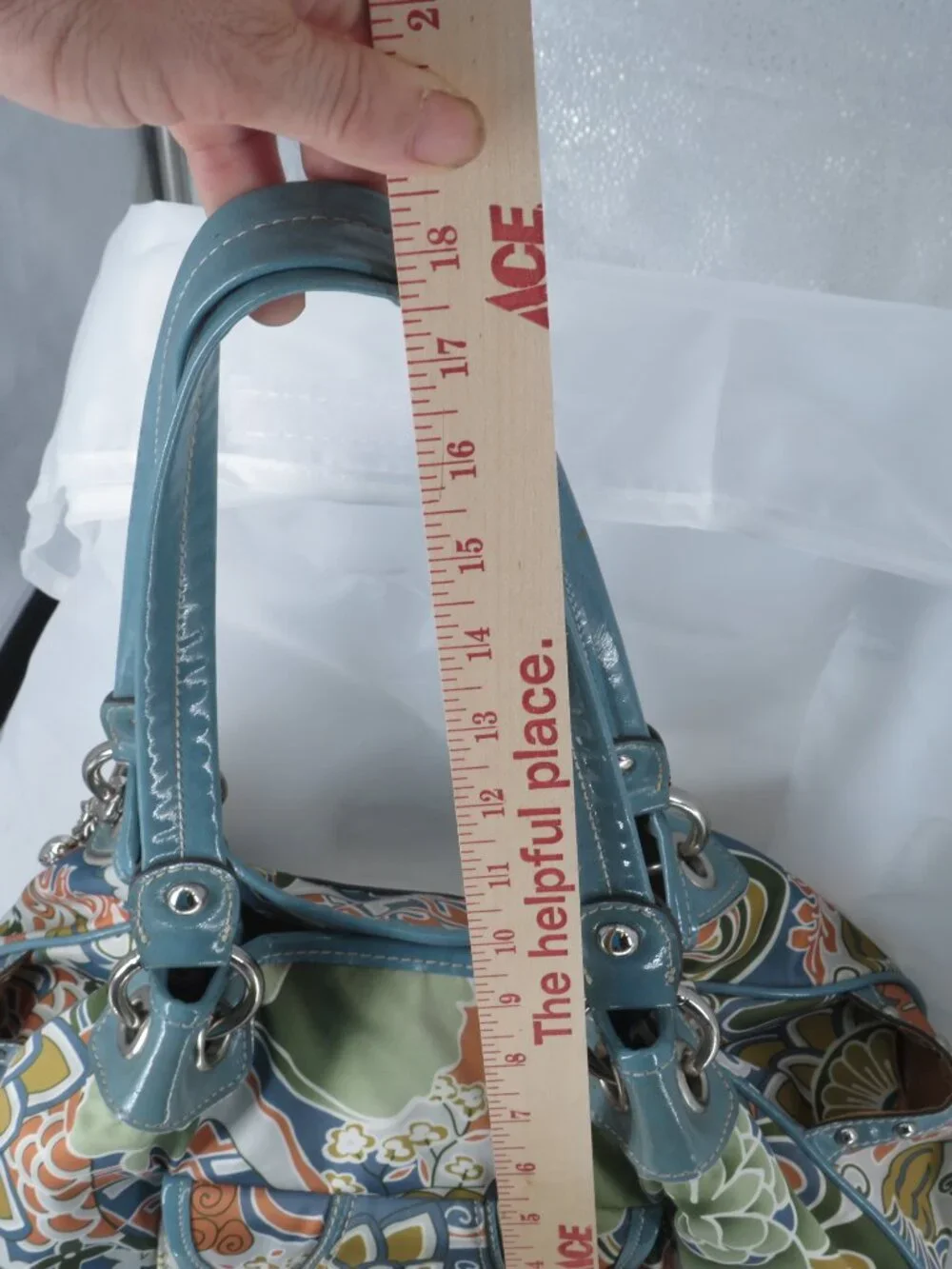 Vintage Kathy Van Zeeland Y2K Floral Hobo Satchel Bag Rhinestone Crown Logo Teal